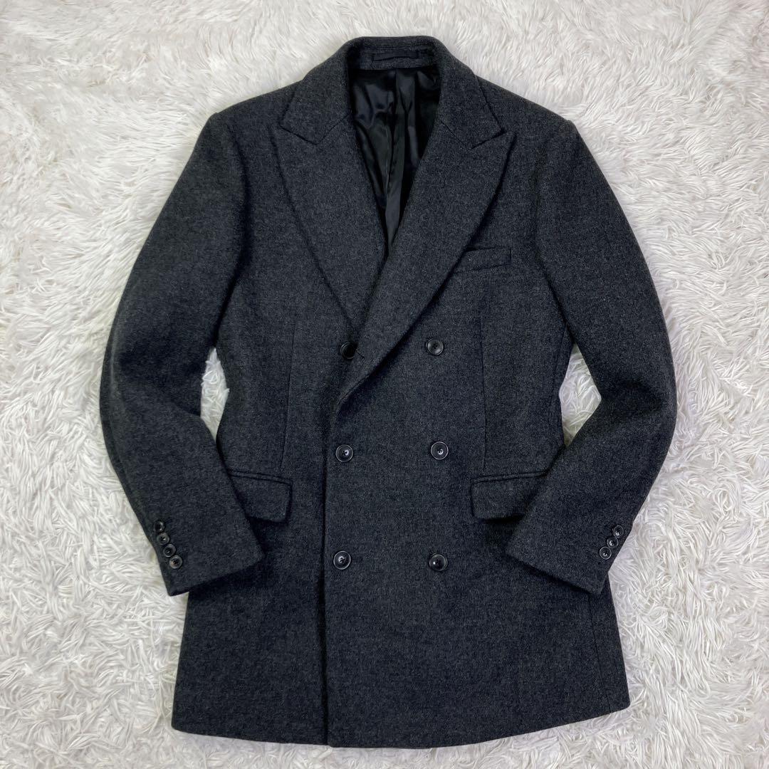 EDIFICEエディフィス　カシミヤ混　ダブルブレストチェスターコート　48