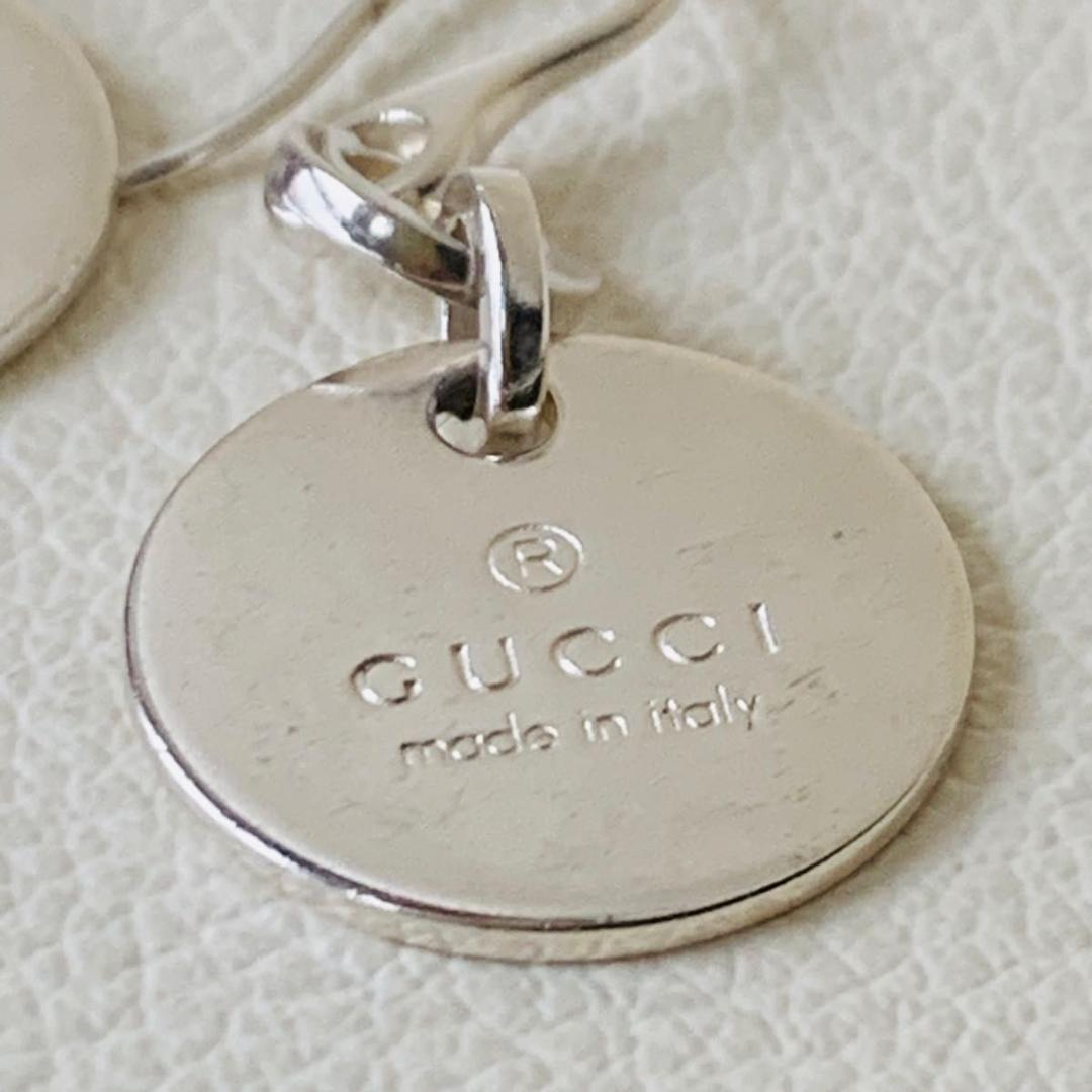 グッチ ラウンド  トレードマーク 925 シルバードロップ ピアス