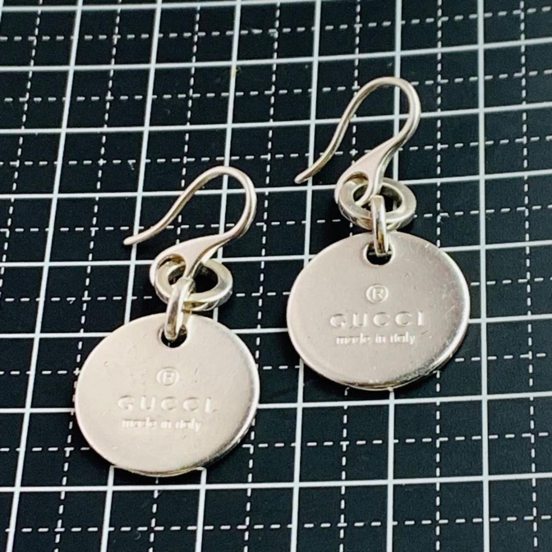 グッチ ラウンド  トレードマーク 925 シルバードロップ ピアス