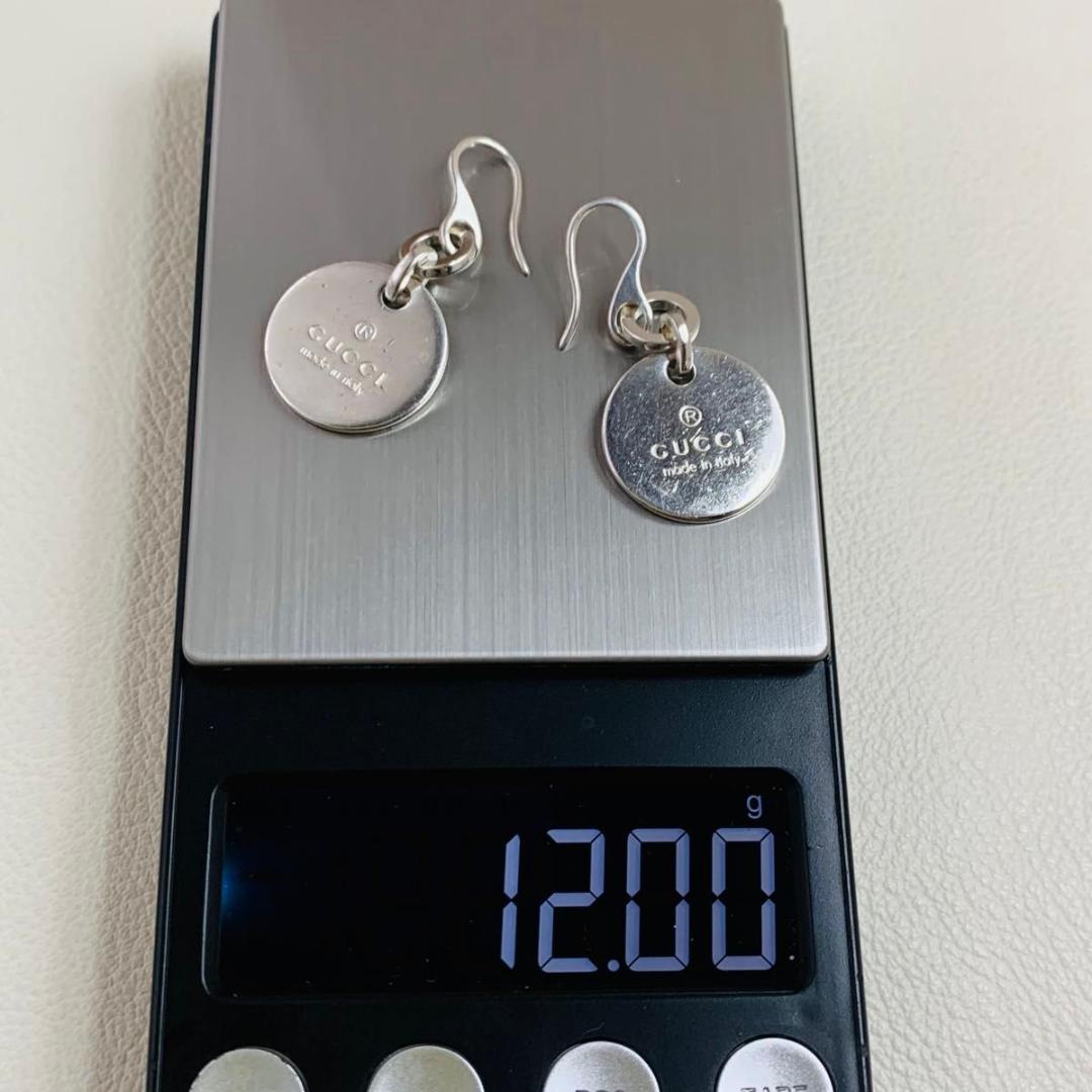 グッチ ラウンド  トレードマーク 925 シルバードロップ ピアス