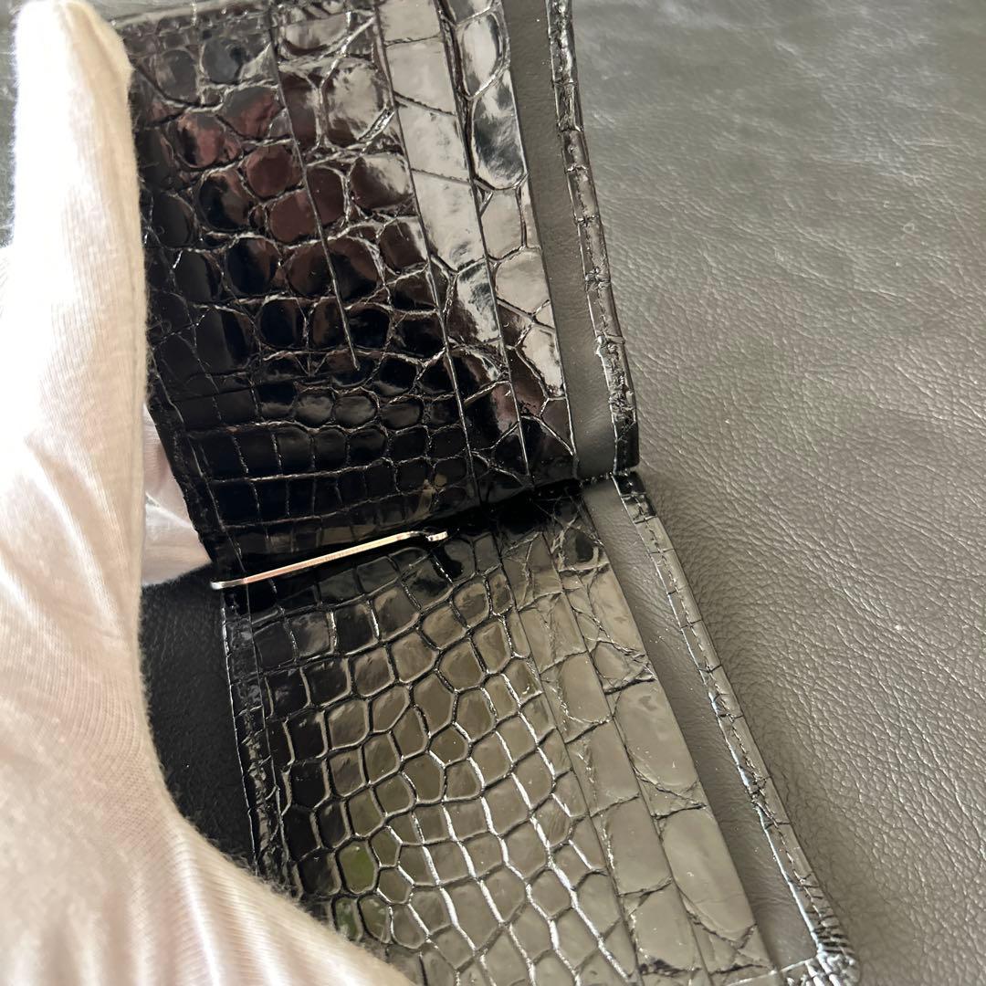 鰐革　本革　無双　マネークリップ 　シャイニーブラック　JRA認定証　タグ