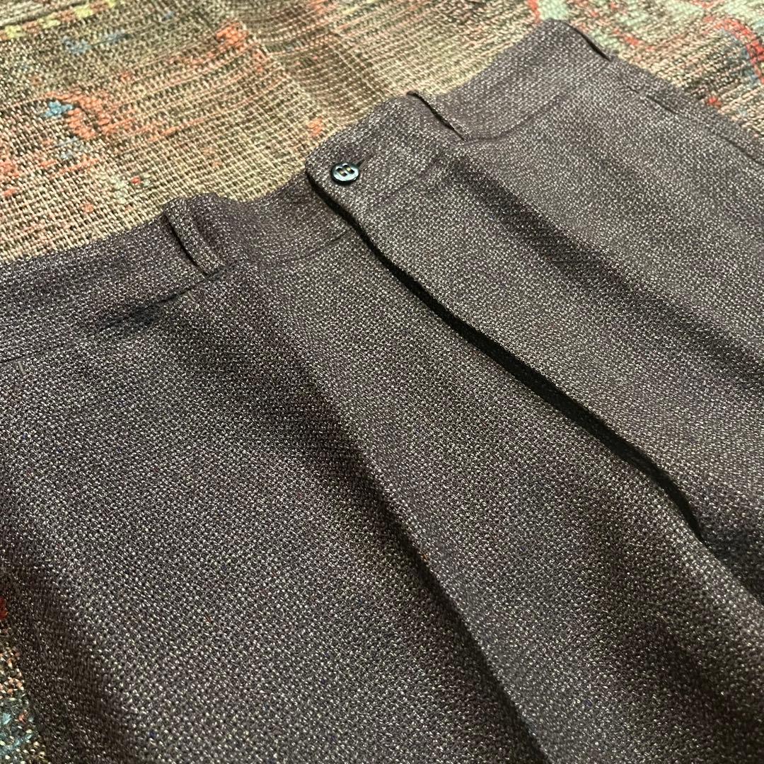 60s トラウザーズ　スラックス　ウール　ブラウン　　ストレート　ダブル