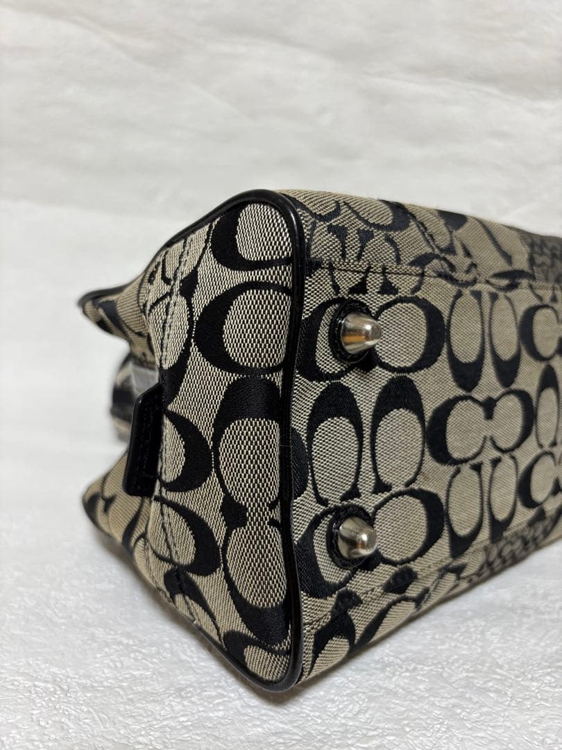 コーチ F12317 シグネチャー ハンドバッグ レザー キャンバスパッチワーク