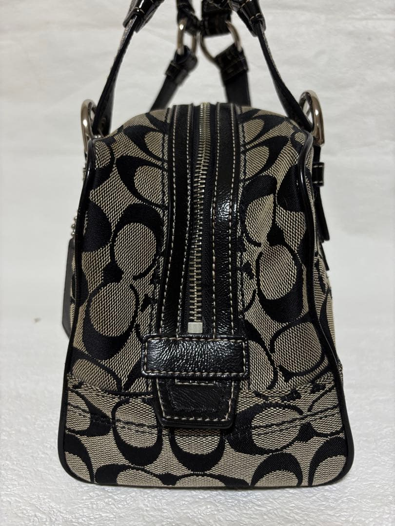 コーチ F12317 シグネチャー ハンドバッグ レザー キャンバスパッチワーク