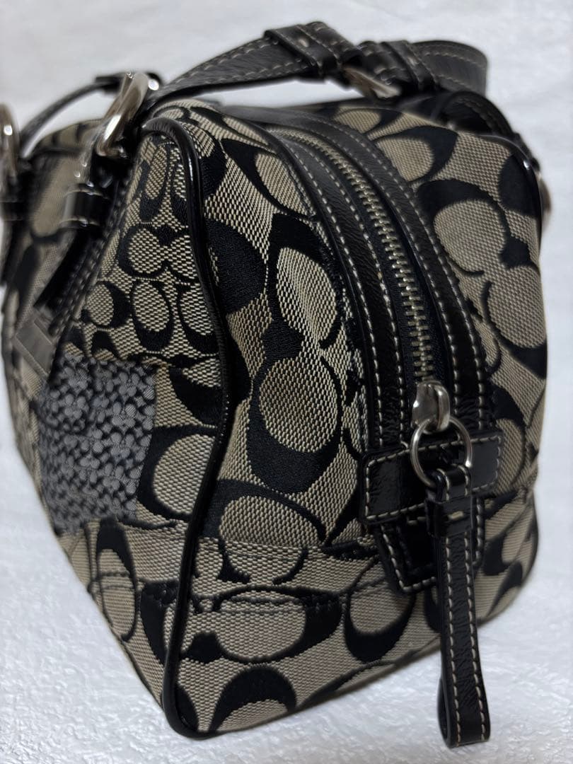 コーチ F12317 シグネチャー ハンドバッグ レザー キャンバスパッチワーク