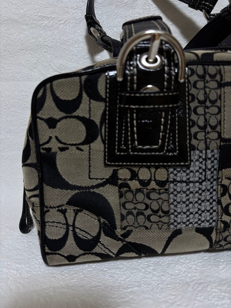 コーチ F12317 シグネチャー ハンドバッグ レザー キャンバスパッチワーク