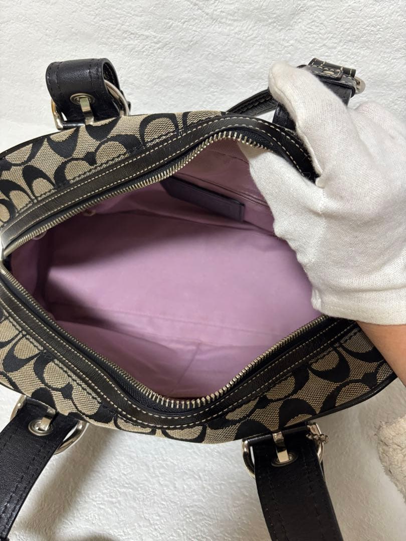 コーチ F12317 シグネチャー ハンドバッグ レザー キャンバスパッチワーク