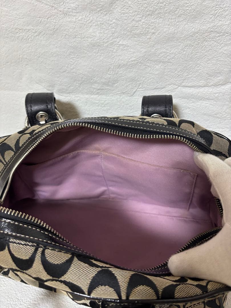 コーチ F12317 シグネチャー ハンドバッグ レザー キャンバスパッチワーク