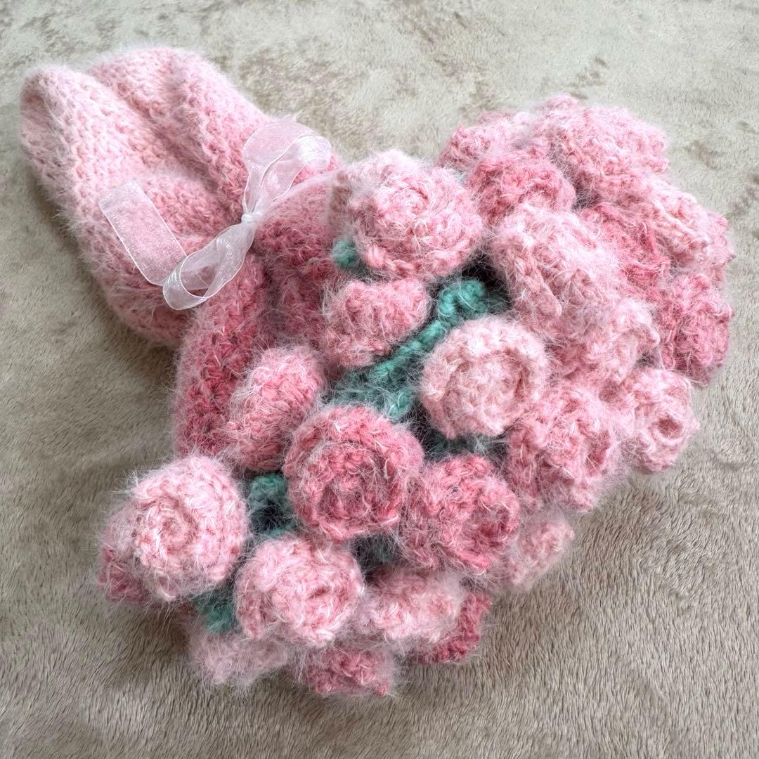 バラ 花束ブランケット フラワーブーケ グラデーションピンク ハンドメイド