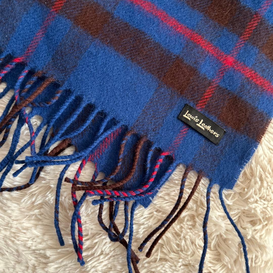【最高級素材ラムウール】【美品】Lewis Leathers マフラー　ブルー