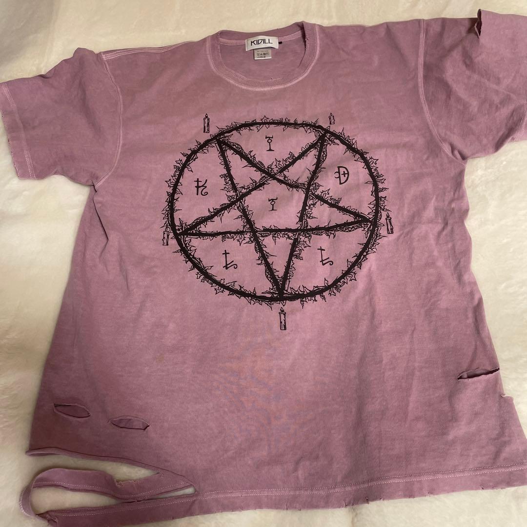 【24ss】KIDILL 定価2.5 デストロイ加工Tシャツ くすんだピンク