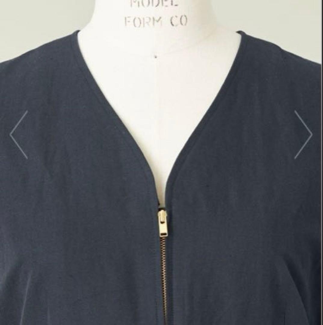 【conte】ヘリンボーンVネックオールインワン　ネイビー