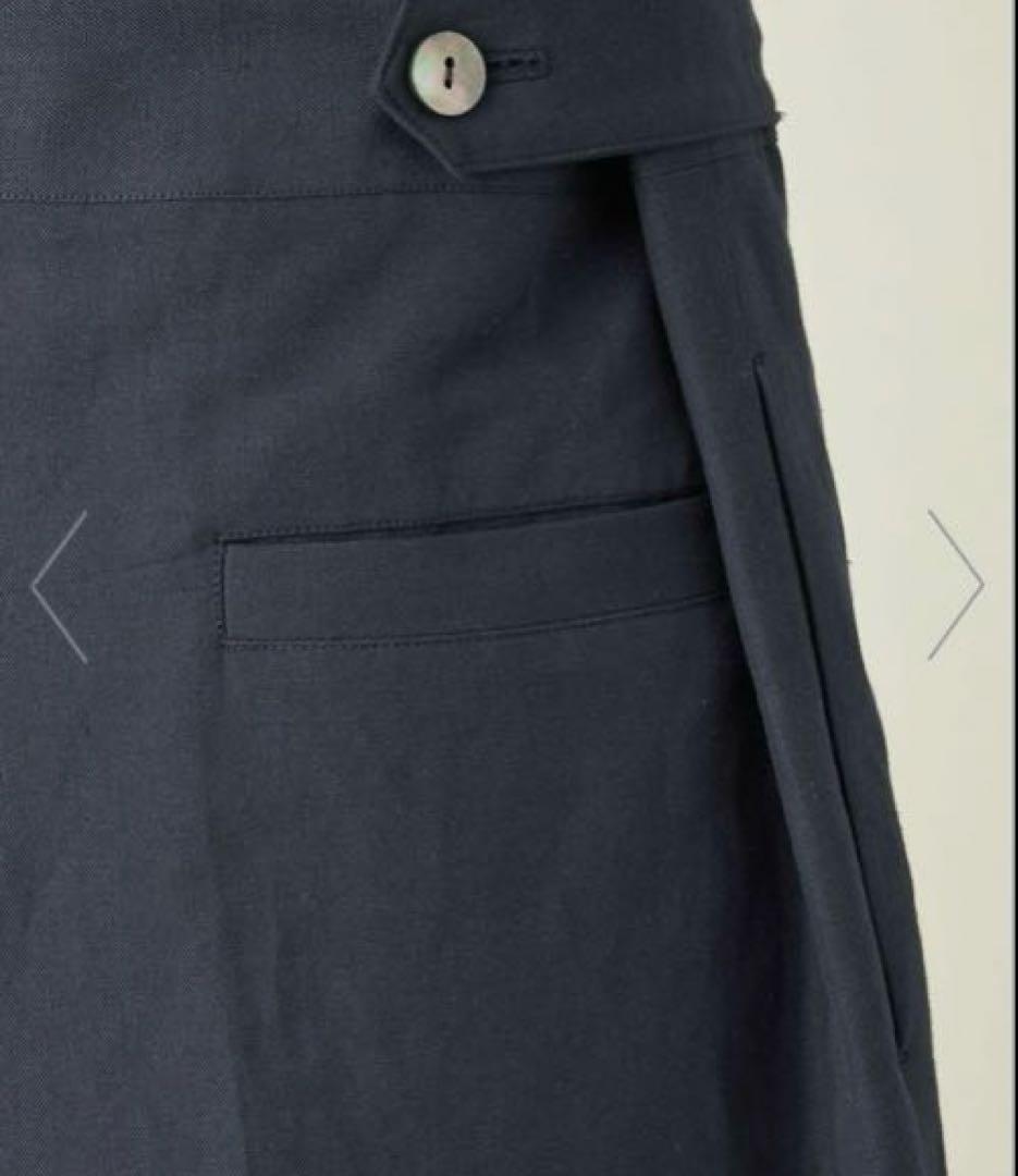 【conte】ヘリンボーンVネックオールインワン　ネイビー