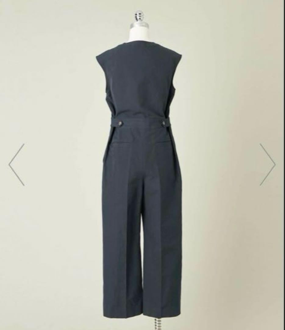 【conte】ヘリンボーンVネックオールインワン　ネイビー