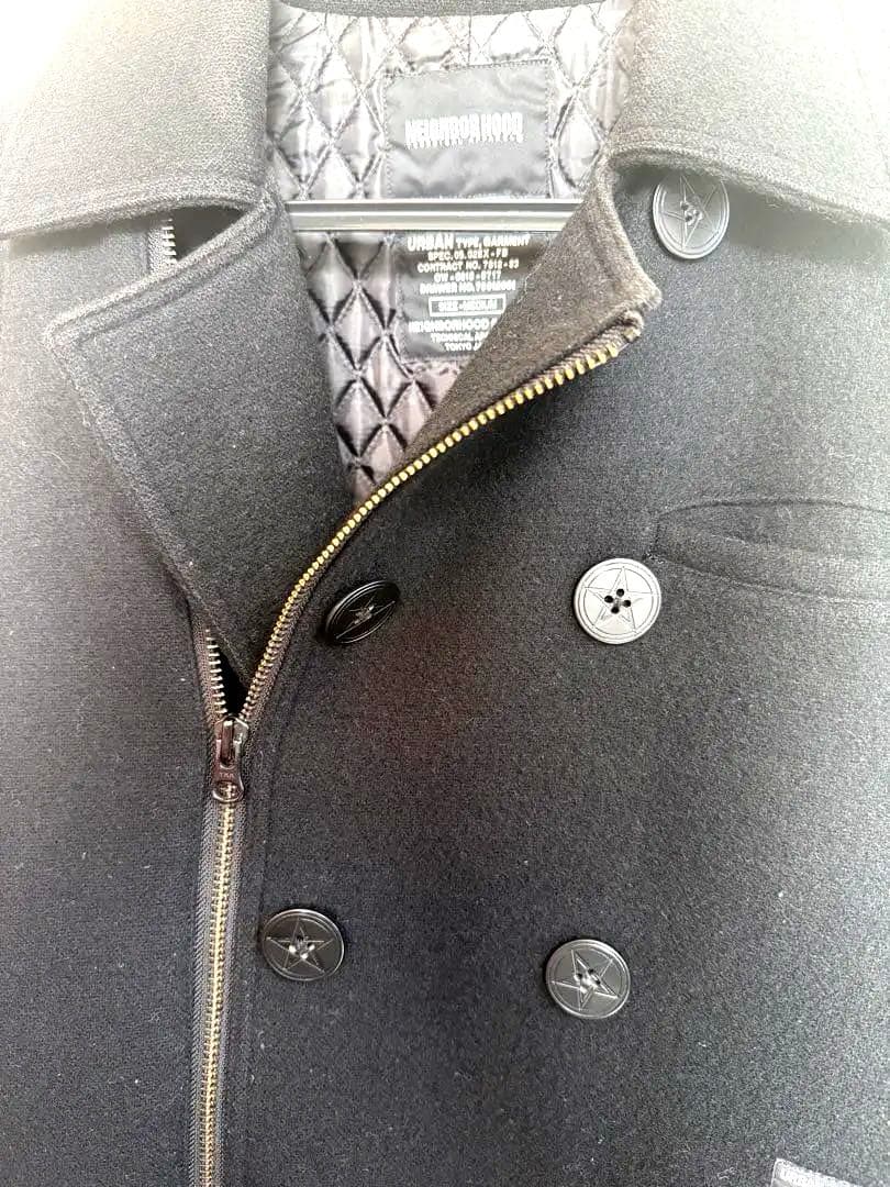 NEIGHBORHOOD ジップアップPコート Ｍ/ウール/BLK/無地/