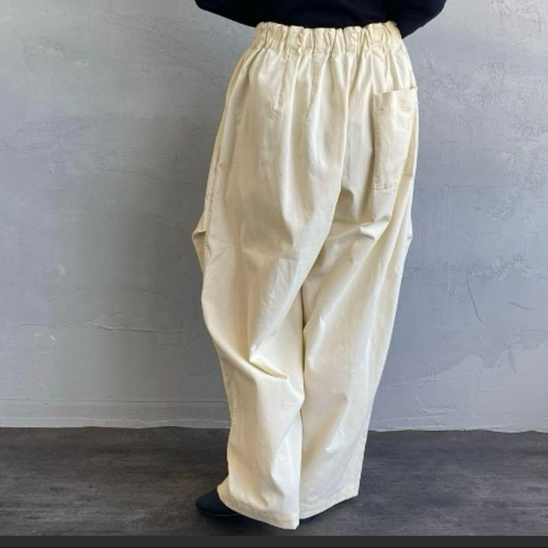 ミズイロインド コーデュロイワイドカーゴパンツ イージー タック アイボリー