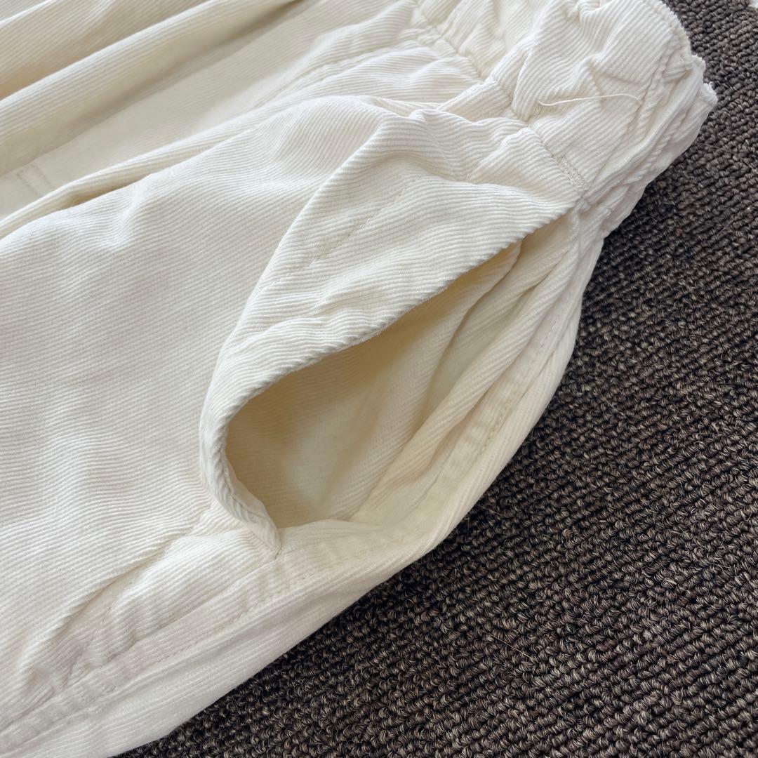 ミズイロインド コーデュロイワイドカーゴパンツ イージー タック アイボリー