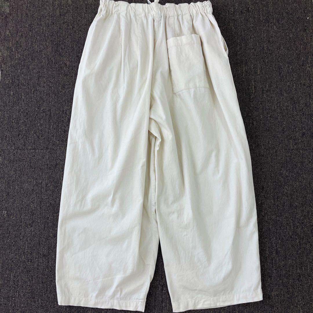 ミズイロインド コーデュロイワイドカーゴパンツ イージー タック アイボリー