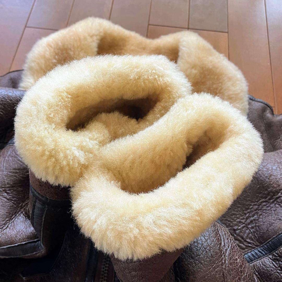 ★上質羊革ムートン！B-3フライトジャケット L ミリタリー ムートンジャケット