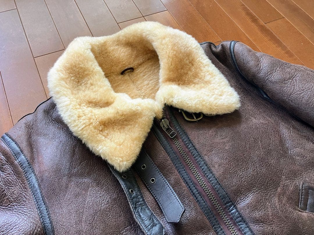 ★上質羊革ムートン！B-3フライトジャケット L ミリタリー ムートンジャケット