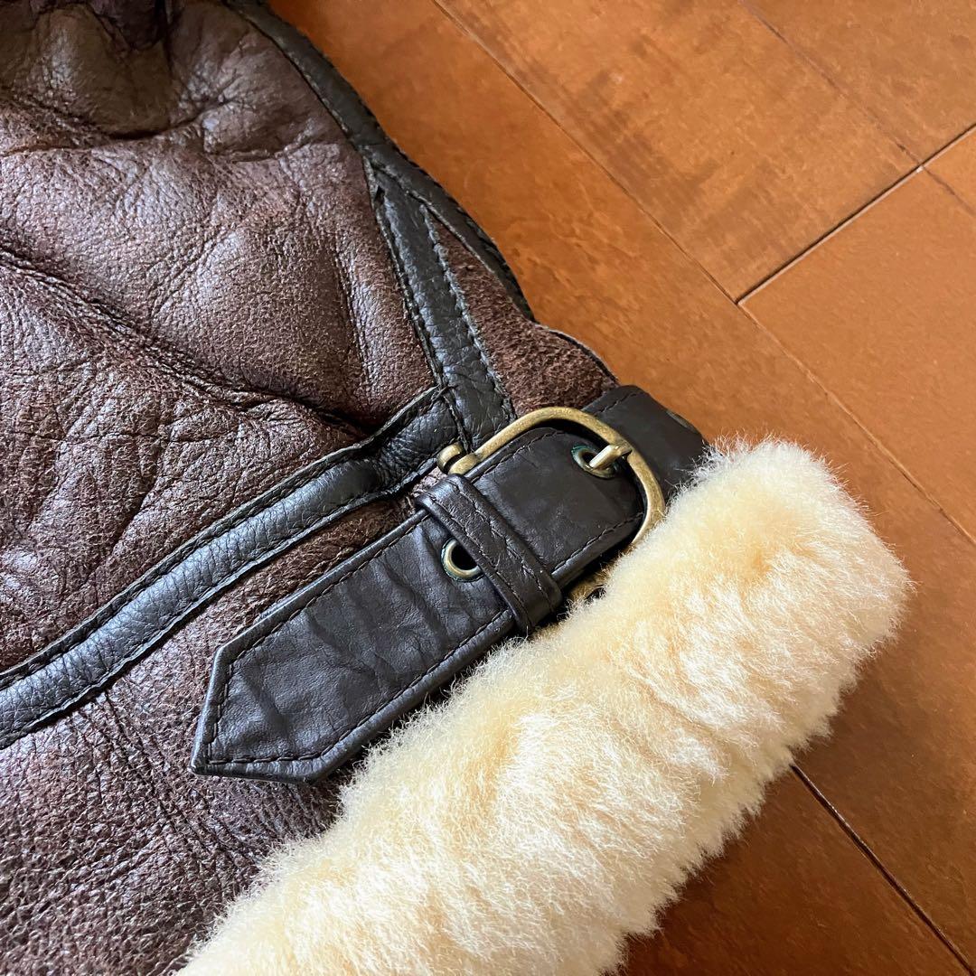 ★上質羊革ムートン！B-3フライトジャケット L ミリタリー ムートンジャケット