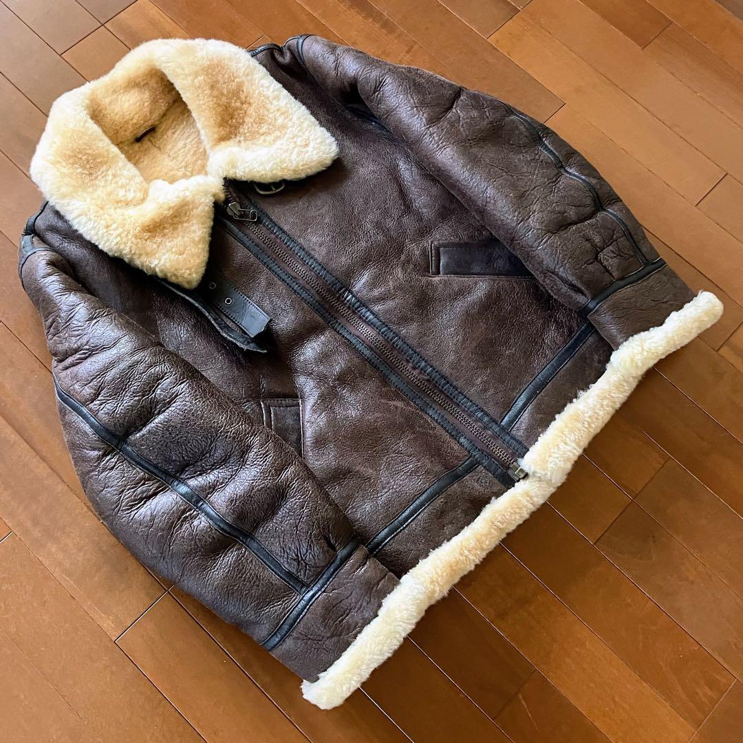 ★上質羊革ムートン！B-3フライトジャケット L ミリタリー ムートンジャケット