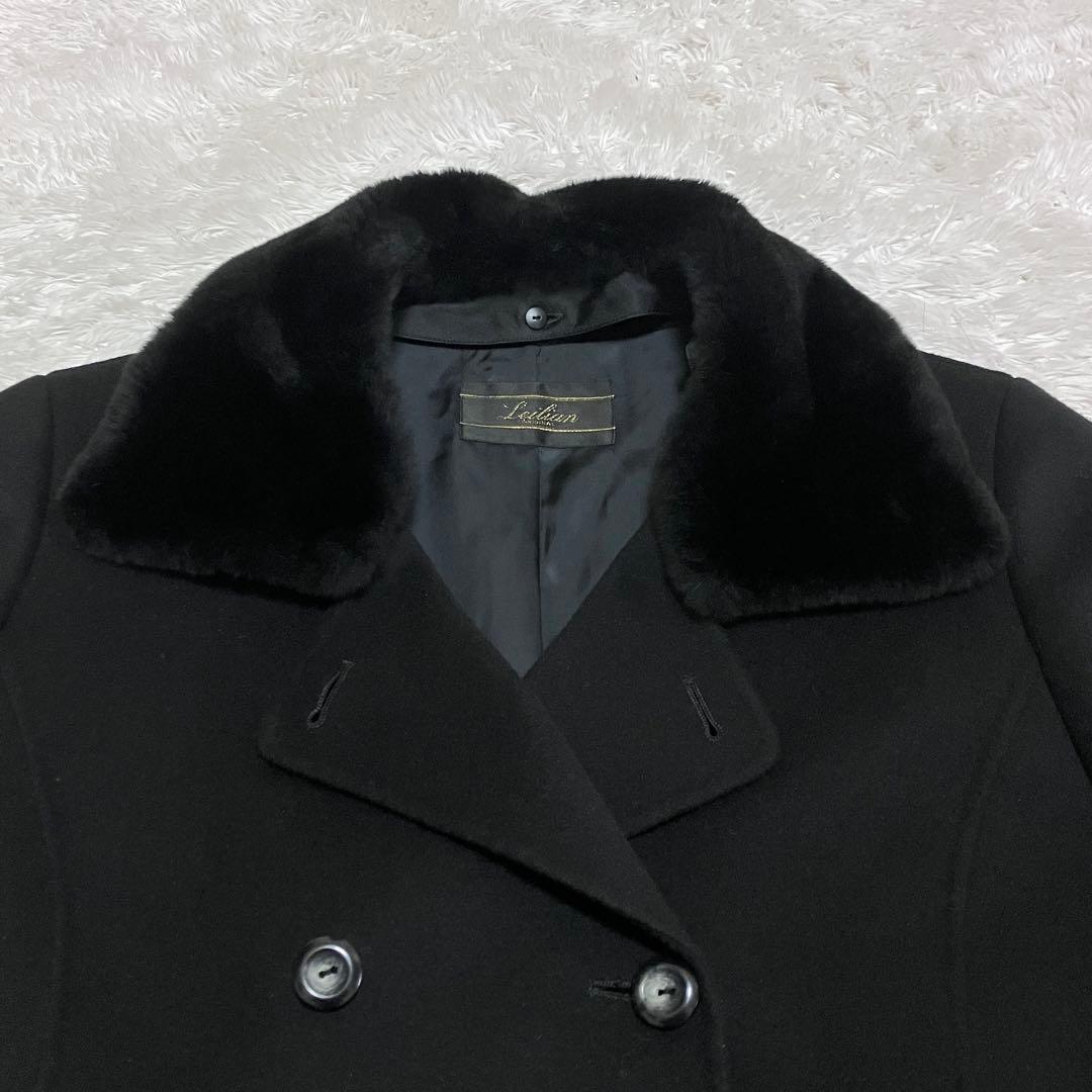 美品 レリアン カシミヤ 100% コート リアルファー ヌートリア ブラック