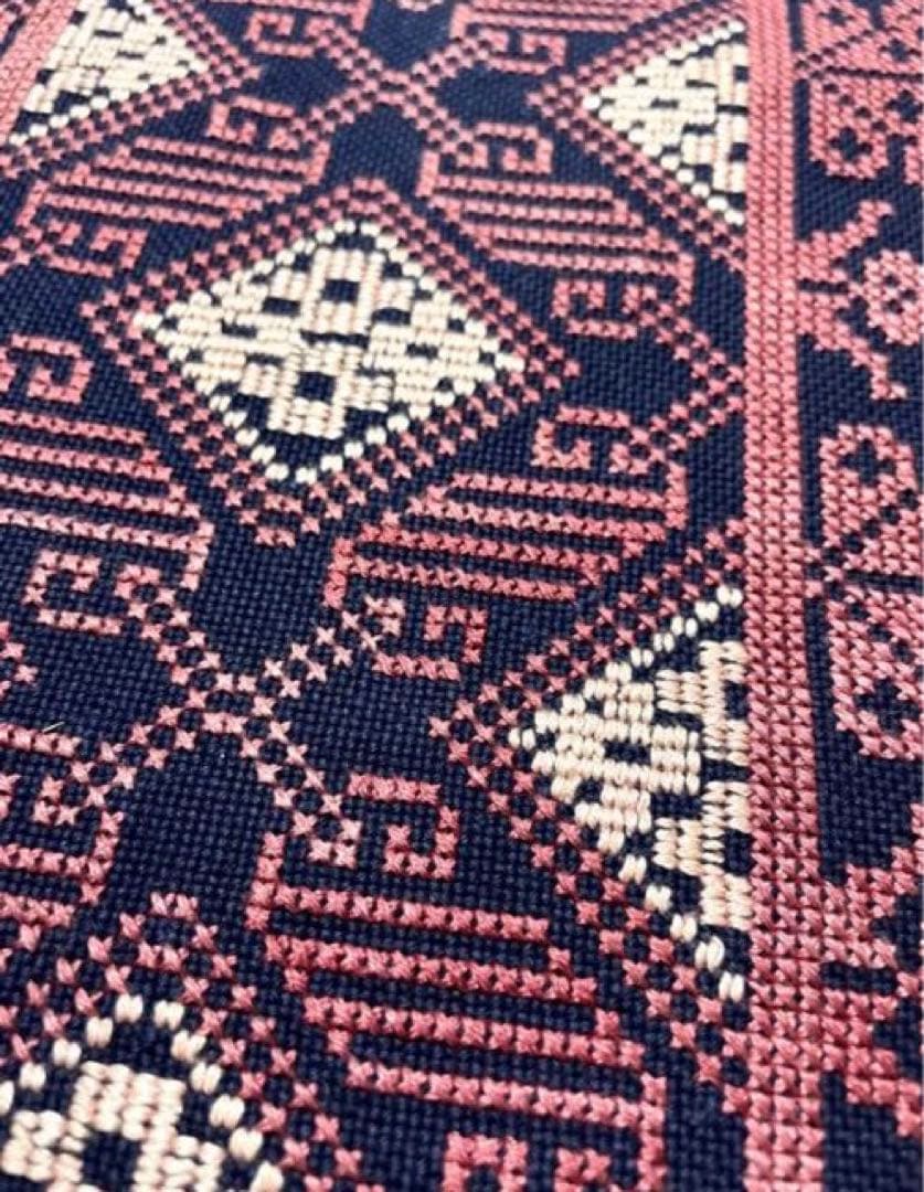 総刺繍 クロスステッチ 刺し子 綿 九寸名古屋帯
