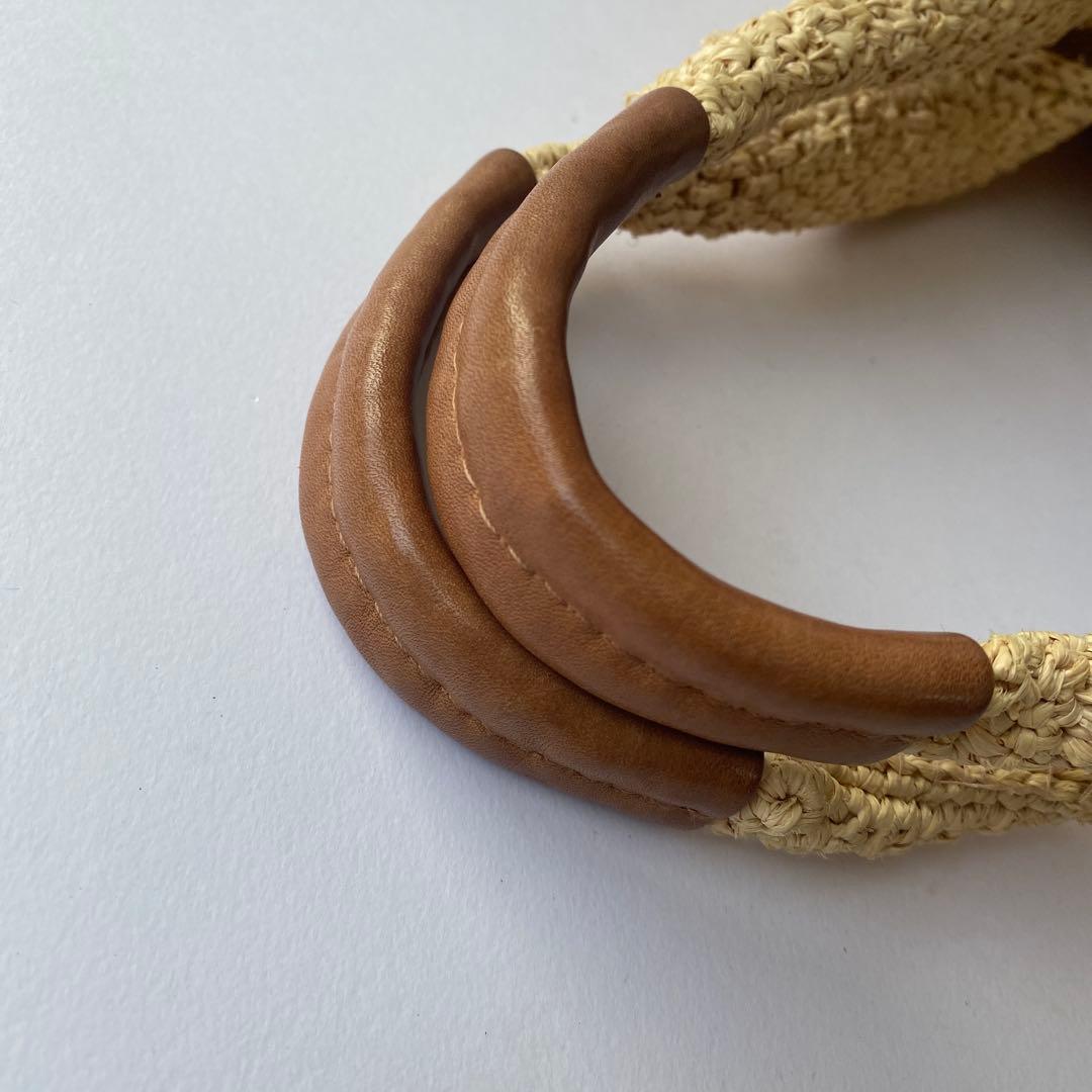 美品 HELEN KAMINSKI トート ショルダー ラフィア レザー 茶