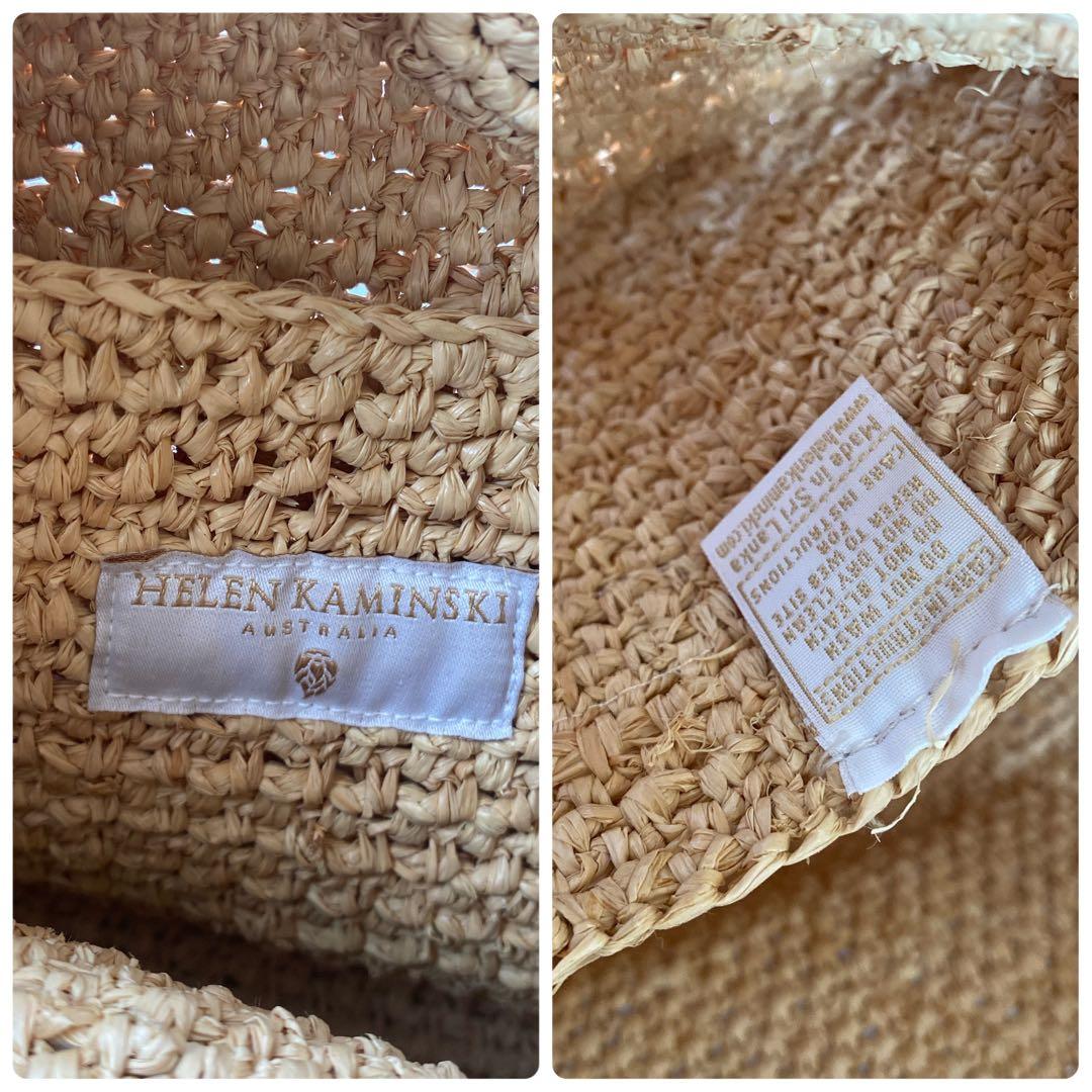 美品 HELEN KAMINSKI トート ショルダー ラフィア レザー 茶