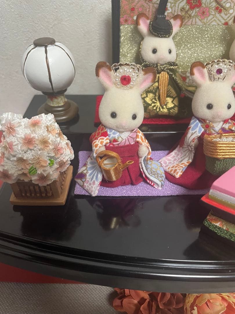 雛人形 シルバニア赤ちゃん ケース入り 二段飾り 三人官女