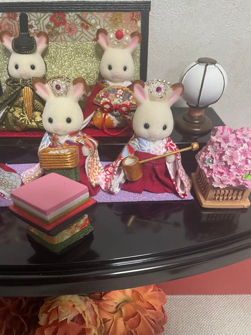 雛人形 シルバニア赤ちゃん ケース入り 二段飾り 三人官女