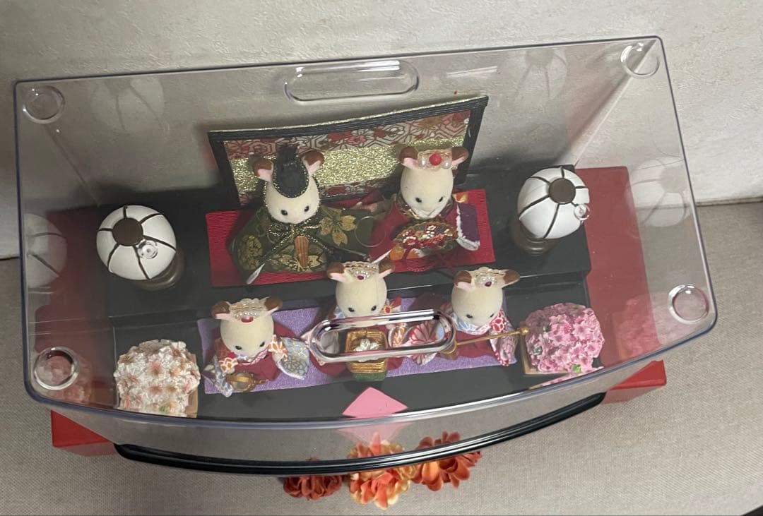 雛人形 シルバニア赤ちゃん ケース入り 二段飾り 三人官女