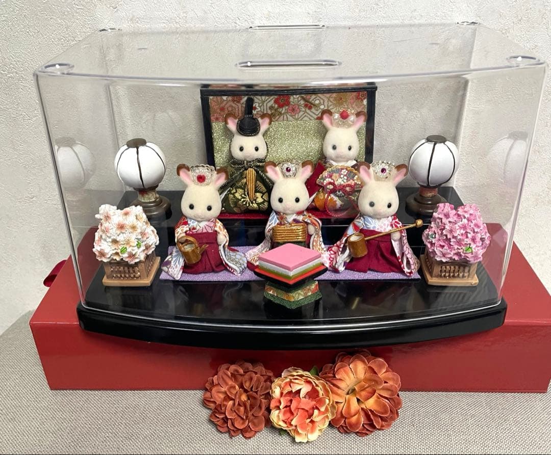 雛人形 シルバニア赤ちゃん ケース入り 二段飾り 三人官女