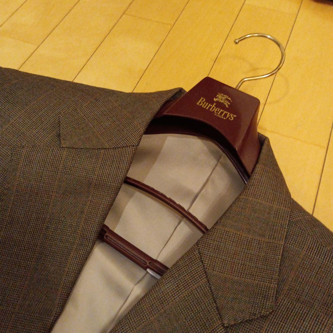 バーバリー グレーブラウン系チェック柄スリーピーススーツ