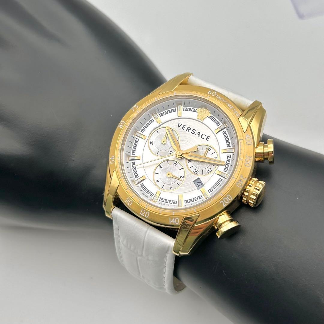 【稼働】VERSACE クロノグラフ 腕時計 メンズ メデューサ ゴールド