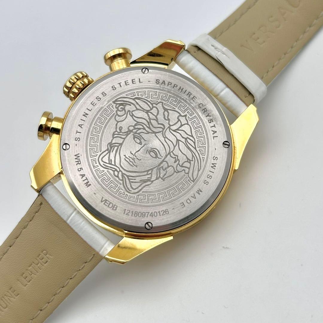 【稼働】VERSACE クロノグラフ 腕時計 メンズ メデューサ ゴールド