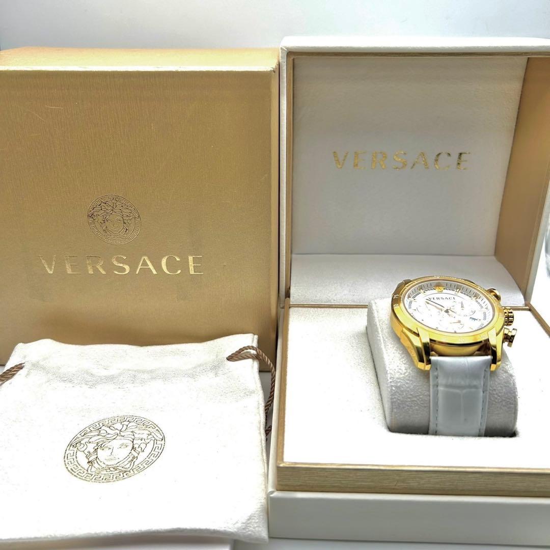 【稼働】VERSACE クロノグラフ 腕時計 メンズ メデューサ ゴールド