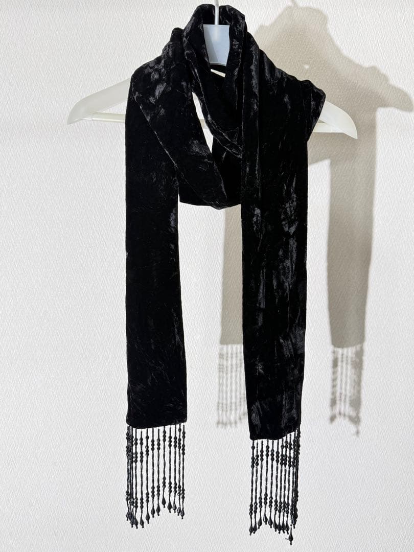 ナンバーナイン 07aw ビーズ装飾 ベロアストール マフラー