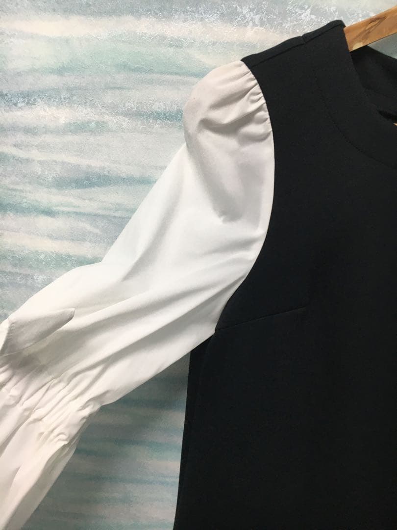 【M'S GRACY】袖付きワンピース　40 L 黒白モノトーン　新品タグ付き