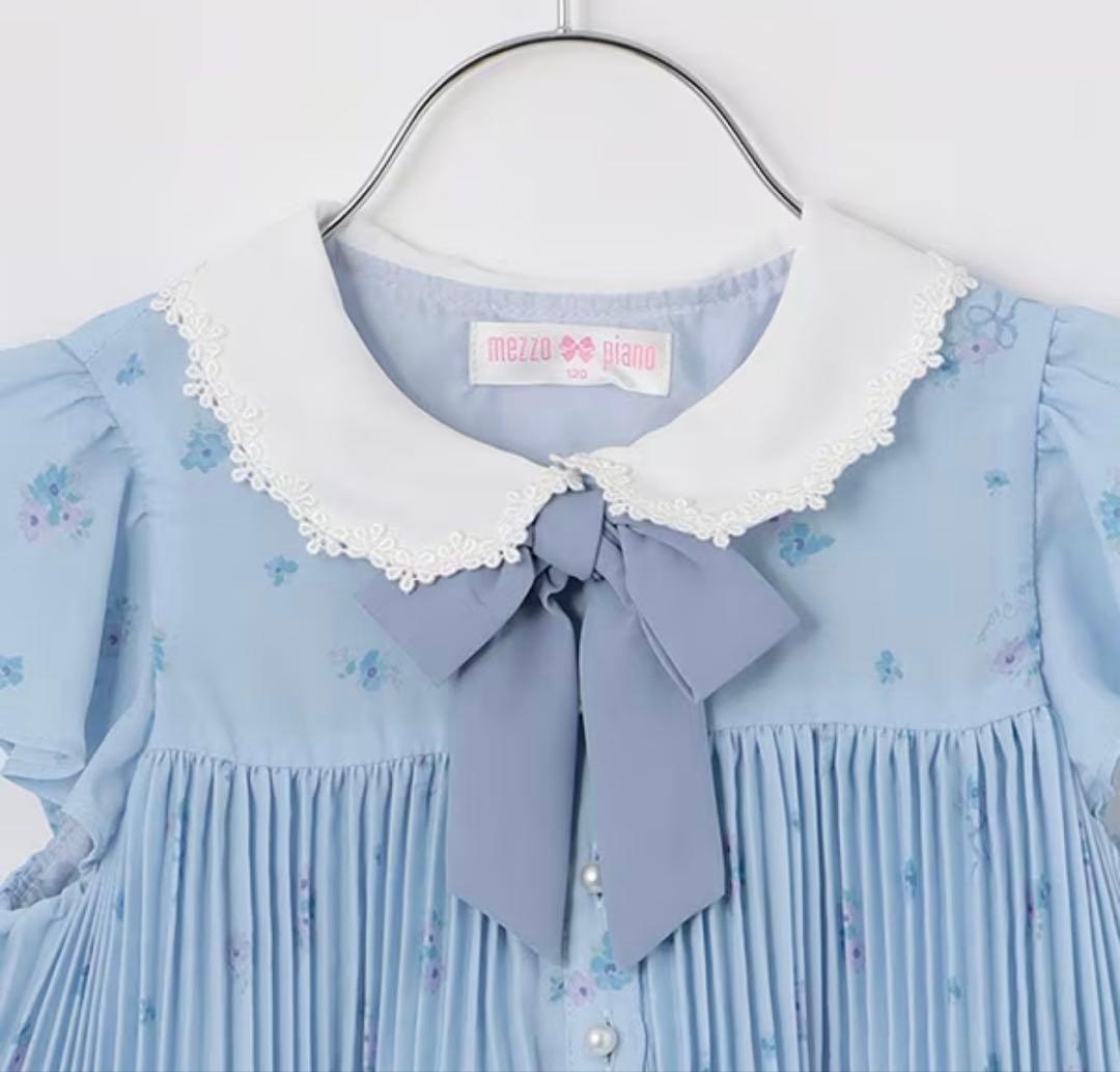 新品　❤︎ メゾピアノ　130cm ワンピース　水色　花柄　フォーマル　入学式にも