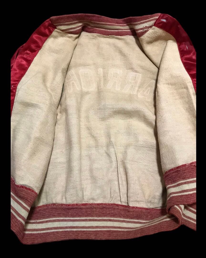 vintage 40s 50s サテンスタジャン ボタスタ 赤　ロカビリー