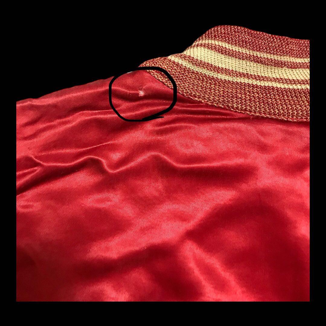 vintage 40s 50s サテンスタジャン ボタスタ 赤　ロカビリー