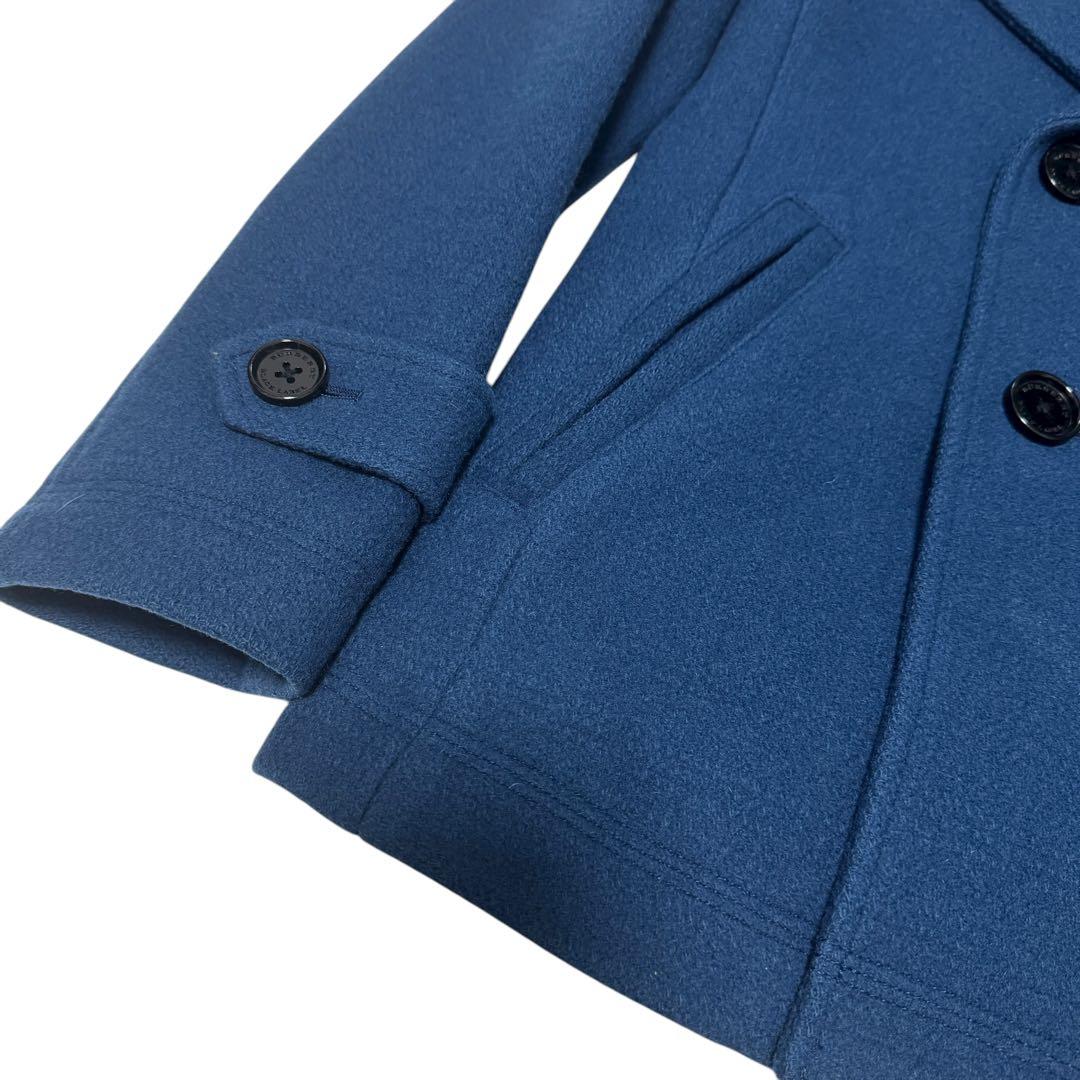 バーバリーブラックレーベル　ピーコート　ブルー　シャドーチェック　ウールコート