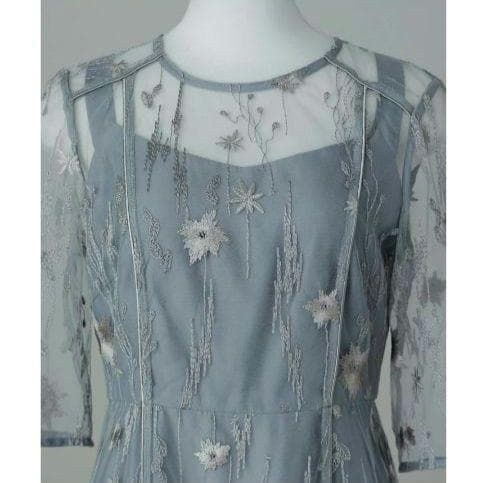 美品 niana ニアナ フラワー刺繍チュールドレス M 結婚式 パーティー