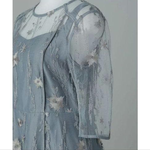 美品 niana ニアナ フラワー刺繍チュールドレス M 結婚式 パーティー