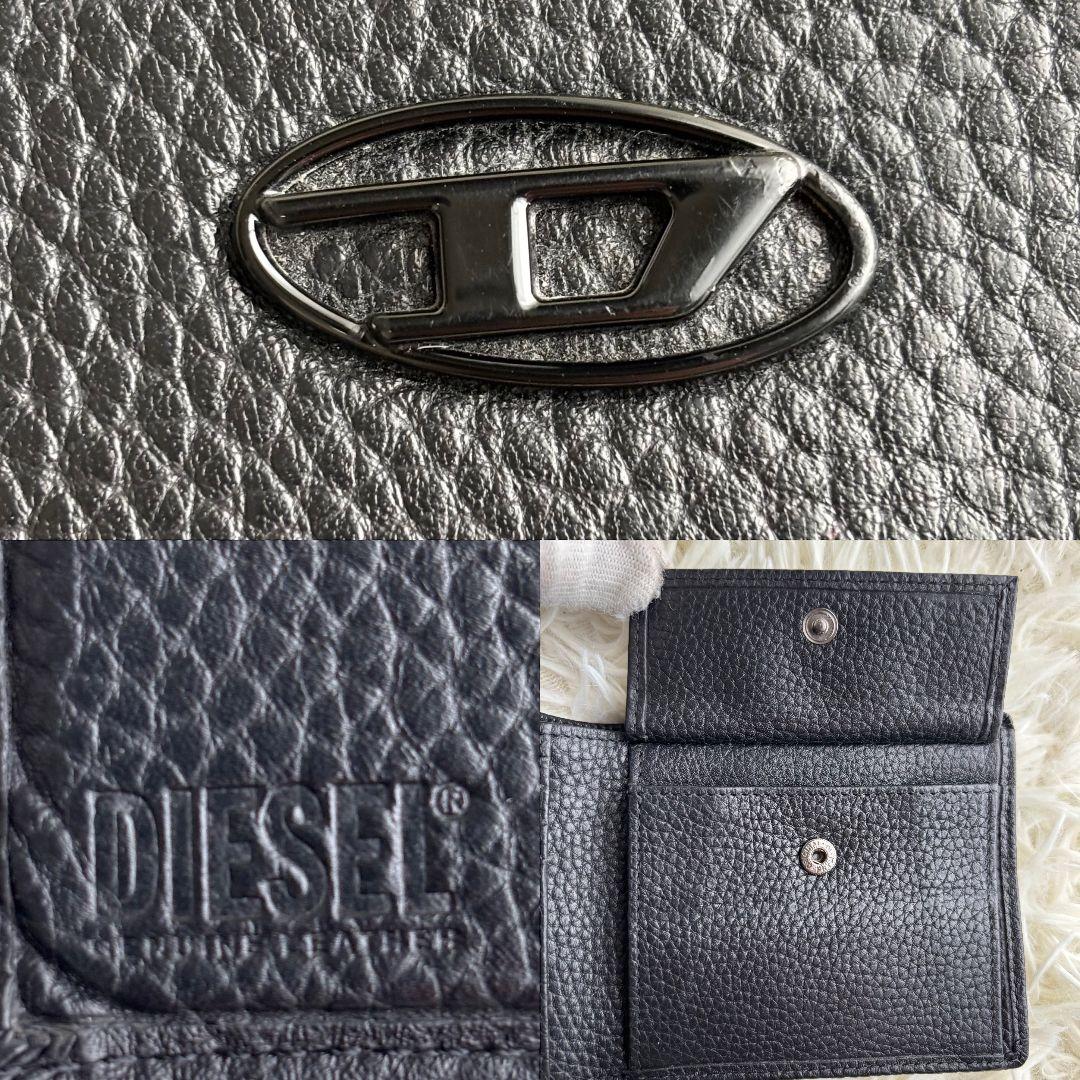 【激レア 美品】ディーゼル　二つ折り財布　ロゴ金具　レザー　ブラック