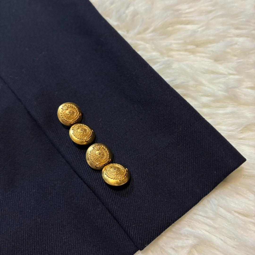 美品 Burberrys ジャケット 金ボタン ダブル カシミヤ ウール 紺ブレ
