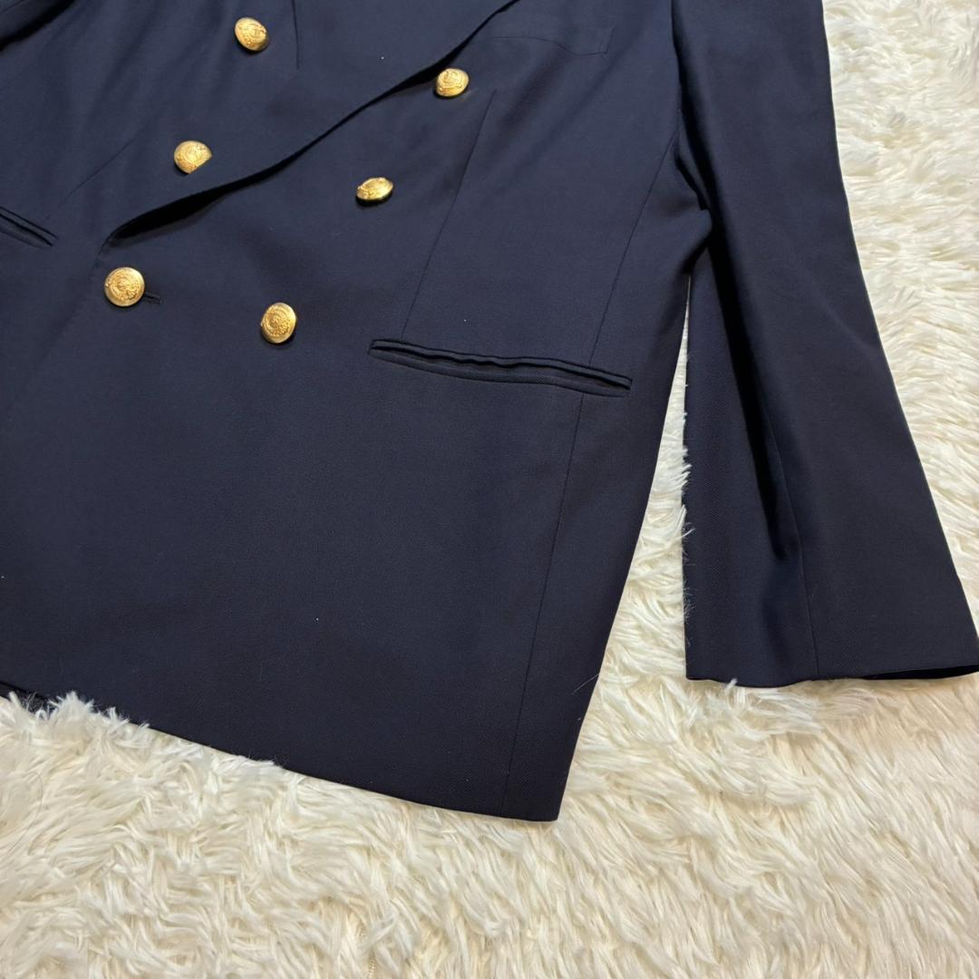 美品 Burberrys ジャケット 金ボタン ダブル カシミヤ ウール 紺ブレ