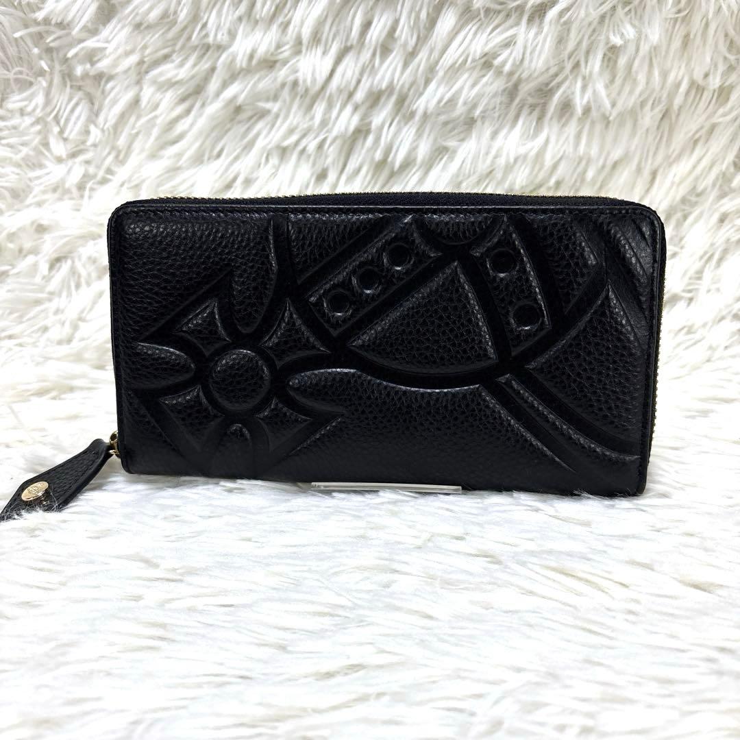 美品✨Vivienne Westwood 長財布　ラウンドジップ　エンボス　黒
